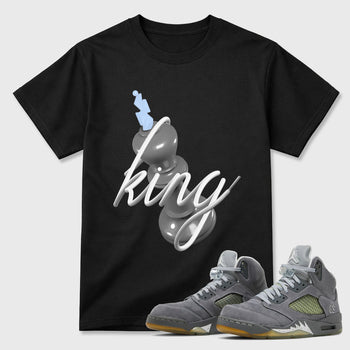 Sneaker outfits graphic tee – Sneaker Tees To Match Air Jordan 5 Wolf Grey Sneakers – 3D King Tee Black 1