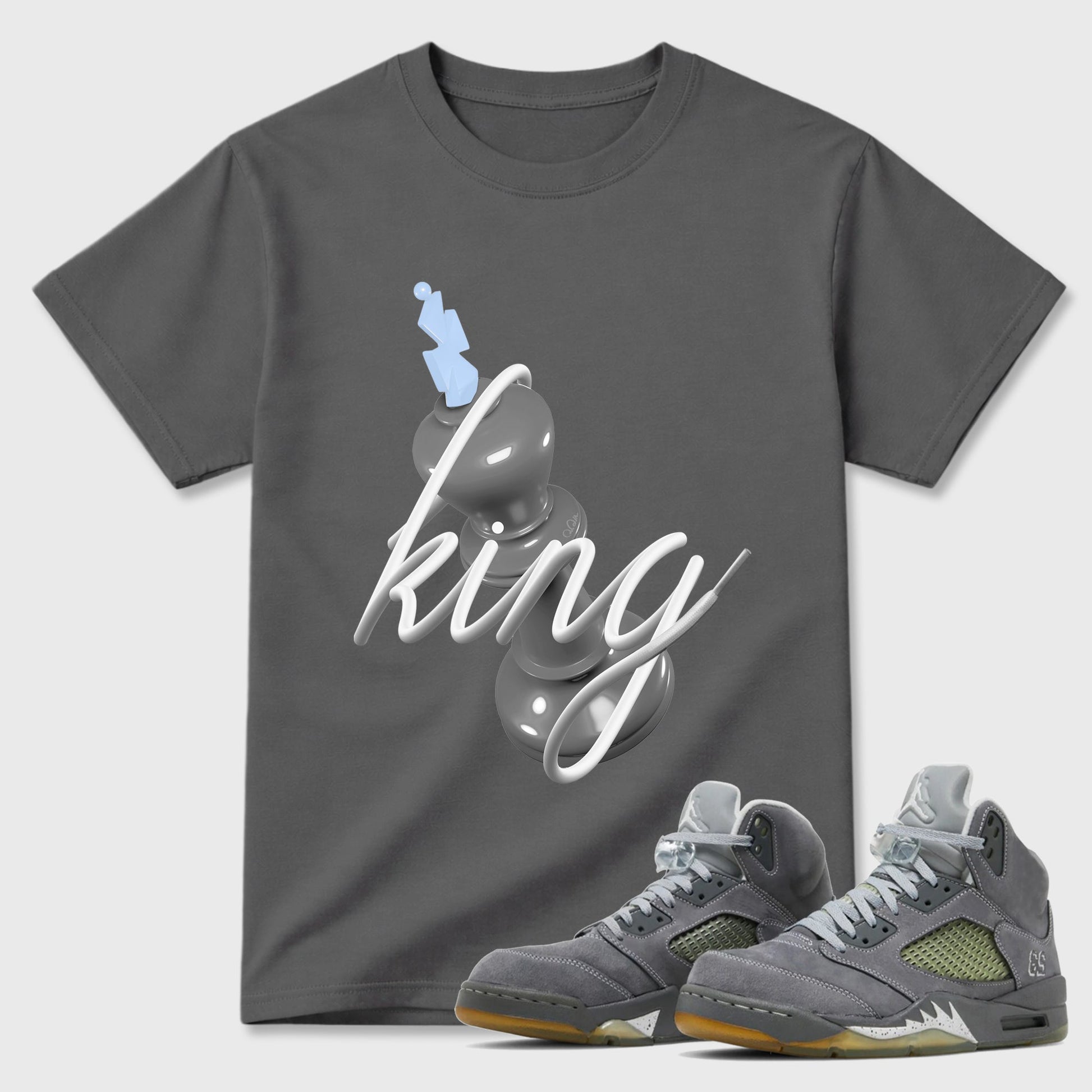 Sneaker outfits graphic tee – Sneaker Tees To Match Air Jordan 5 Wolf Grey Sneakers – 3D King Tee Cool Grey 1
