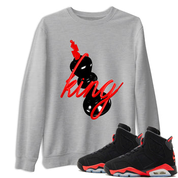 Sneaker match tees – Sneaker Tees To Match Air Jordan 6 Reverse Infrared Shoes – 3D King Tee Heather Grey 1
