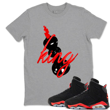 Sneaker match tees – Sneaker Tees To Match Air Jordan 6 Reverse Infrared Shoes – 3D King Tee Heather Grey 1