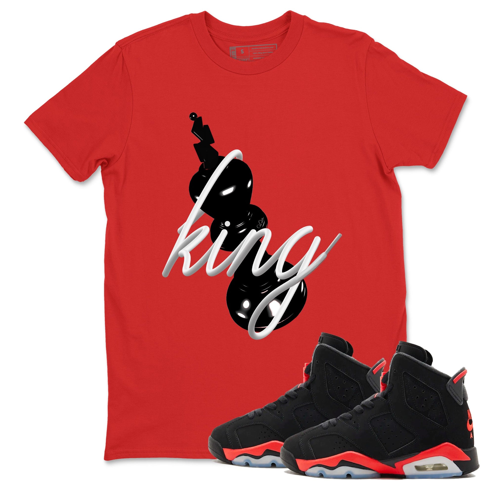 Sneaker match tees – Sneaker Tees To Match Air Jordan 6 Reverse Infrared Shoes – 3D King Tee Red 1