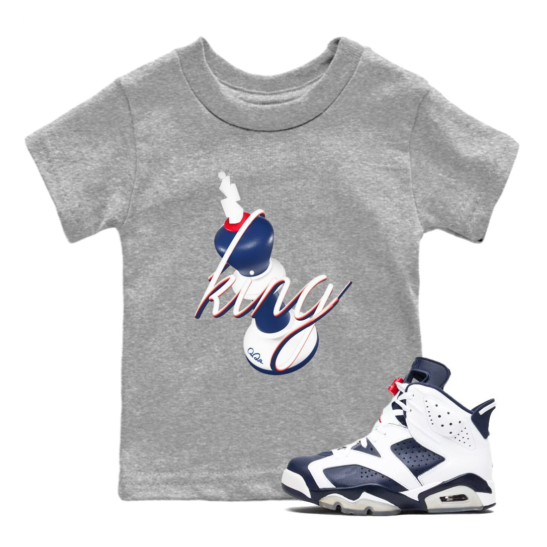 6s White And Midnight Navy shirts to match jordans 3D King sneaker match tees Air Jordan 6 White And Midnight Navy SNRT Sneaker Tees streetwear brand Baby and Youth Heather Grey 1 cotton tee