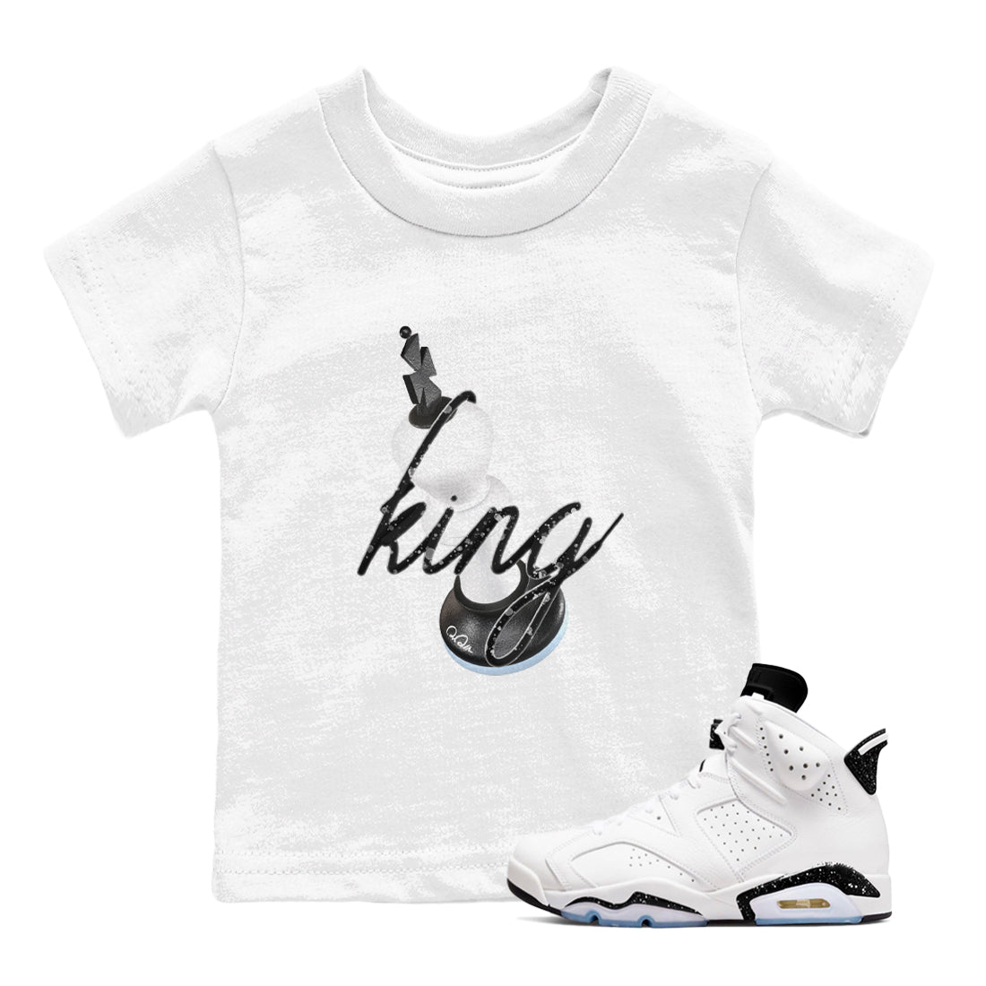 AJ6 White Black shirts to match jordans 3D King sneaker match tees Air Jordan 6 White Black SNRT Sneaker Tees streetwear brand Baby and Youth White 1 cotton tee
