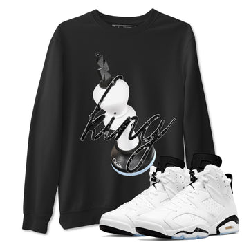 AJ6 White Black shirts to match jordans 3D King sneaker match tees Air Jordan 6 White Black SNRT Sneaker Tees streetwear brand Black 1 unisex cotton tee