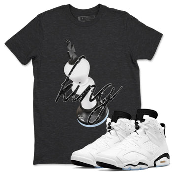 AJ6 White Black shirts to match jordans 3D King sneaker match tees Air Jordan 6 White Black SNRT Sneaker Tees streetwear brand Charcoal Heather 1 unisex cotton tee