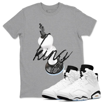 AJ6 White Black shirts to match jordans 3D King sneaker match tees Air Jordan 6 White Black SNRT Sneaker Tees streetwear brand Heather Grey 1 unisex cotton tee