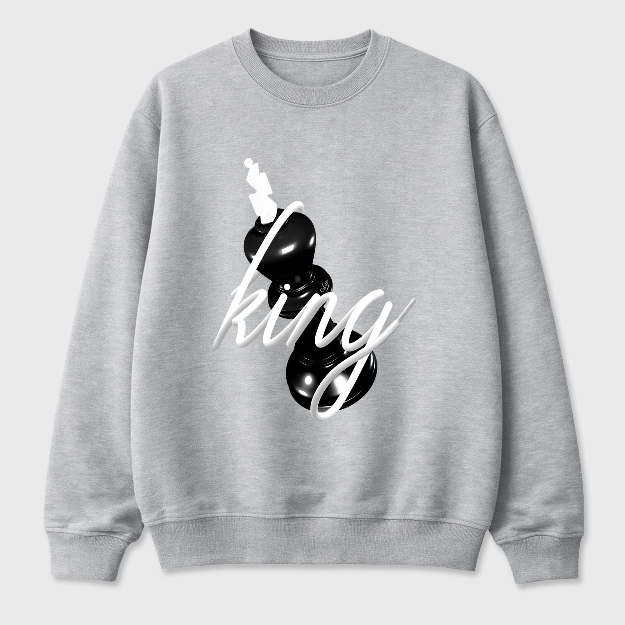 3D King Graphic T-Shirt featuring original streetwear artwork designed to match the Air Jordan 8 Chrome. Heather Grey 2 Graphic Tee.