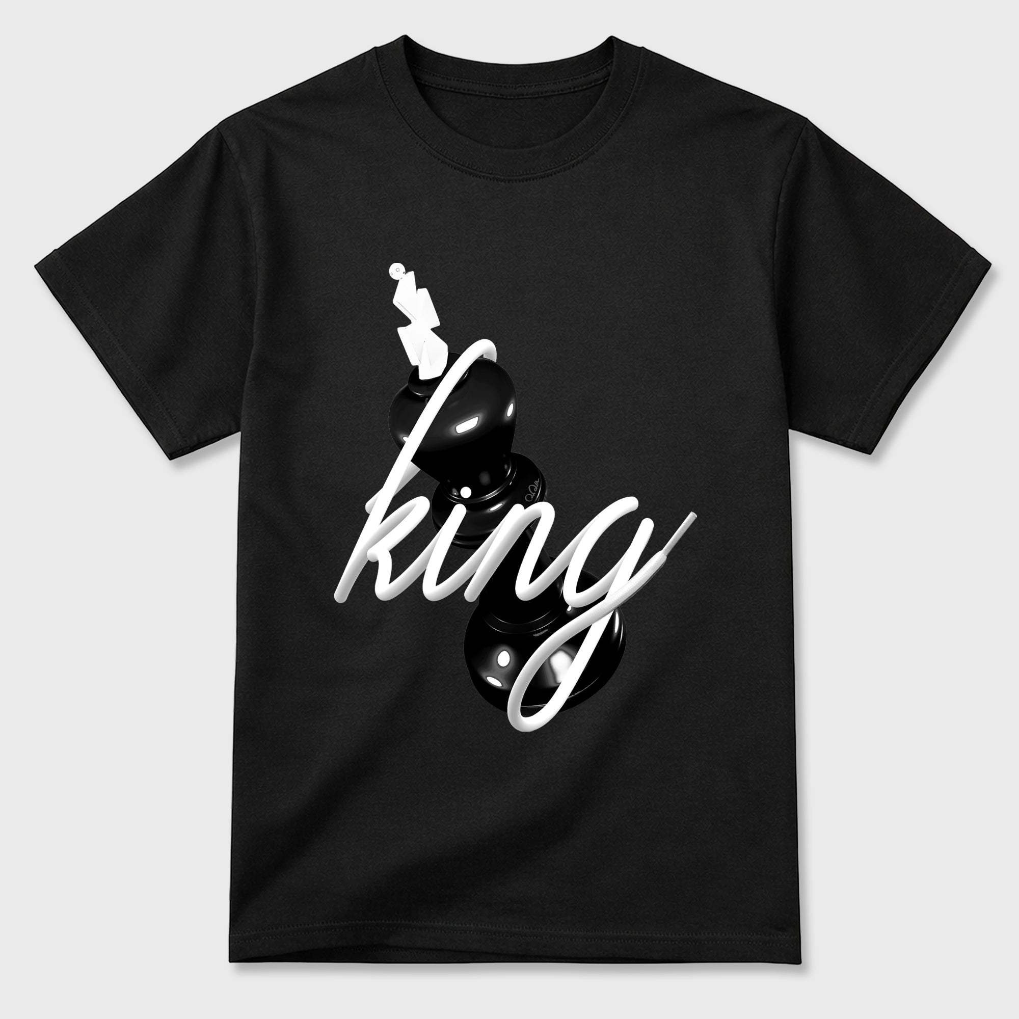 3D King Graphic T-Shirt featuring original streetwear artwork designed to match the Air Jordan 8 Chrome. Black 2 Graphic T-Shirt.