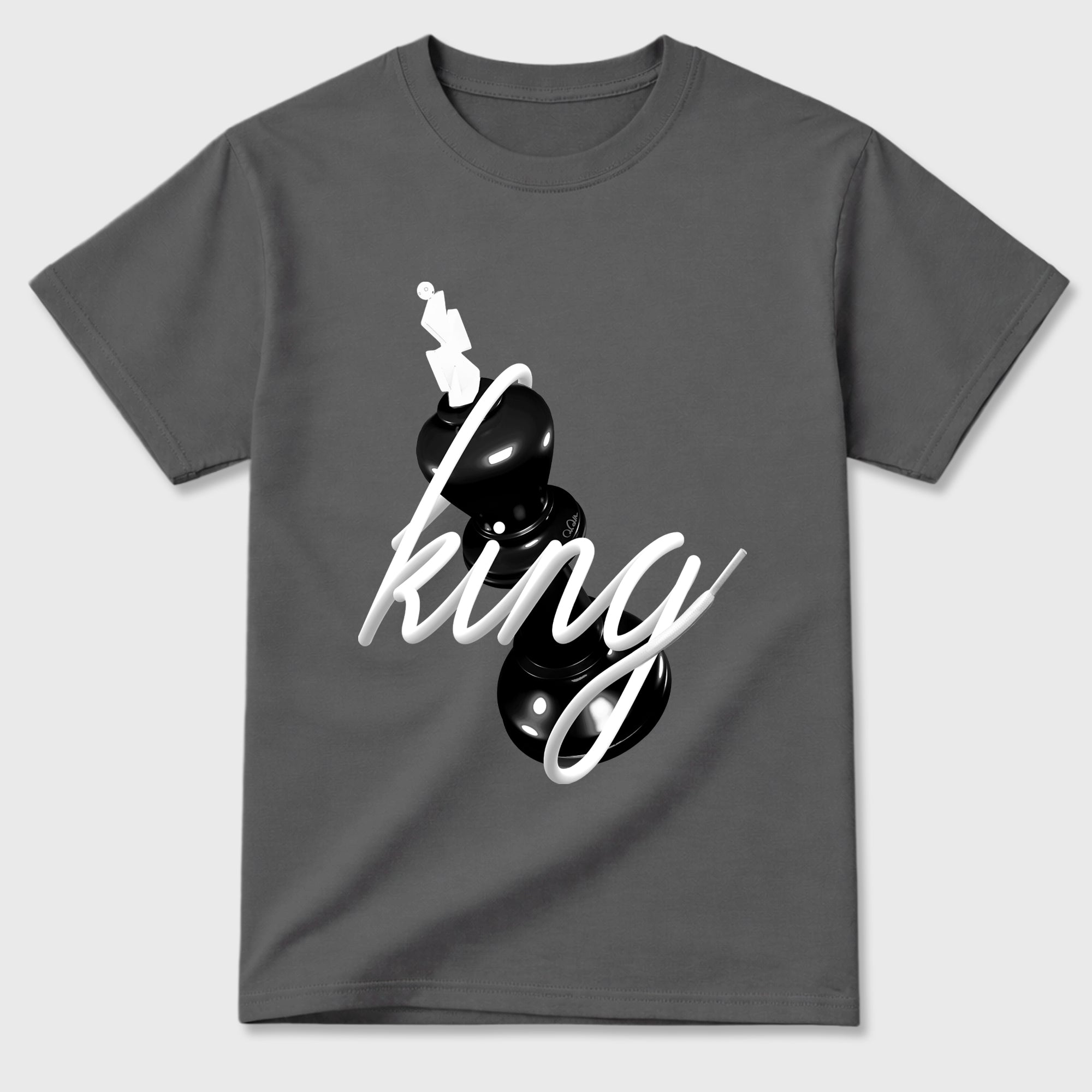 3D King Graphic T-Shirt featuring original streetwear artwork designed to match the Air Jordan 8 Chrome. Cool Grey 2 Graphic T-Shirt.