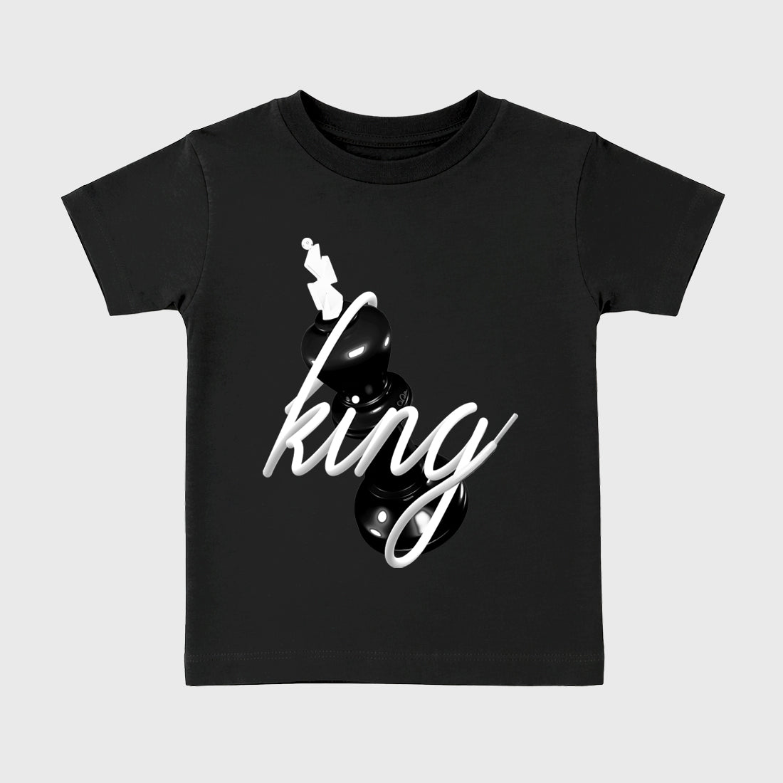 3D King Baby & Kids Graphic T-Shirt featuring original artwork designed to match the Air Jordan 8 Chrome. Black 2 Kids Graphic Tee.