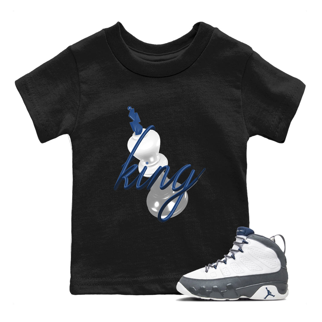 Sneaker match tees – Sneaker Tees To Match Air Jordan 9 Flint Grey Shoes – 3D King Kids T-Shirt Black 1