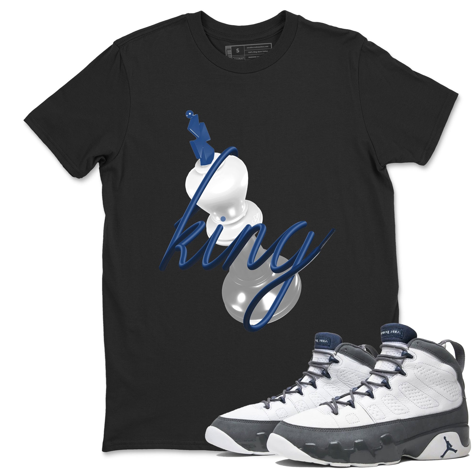 Sneaker match tees – Sneaker Tees To Match Air Jordan 9 Flint Grey Shoes – 3D King Tee Black 1