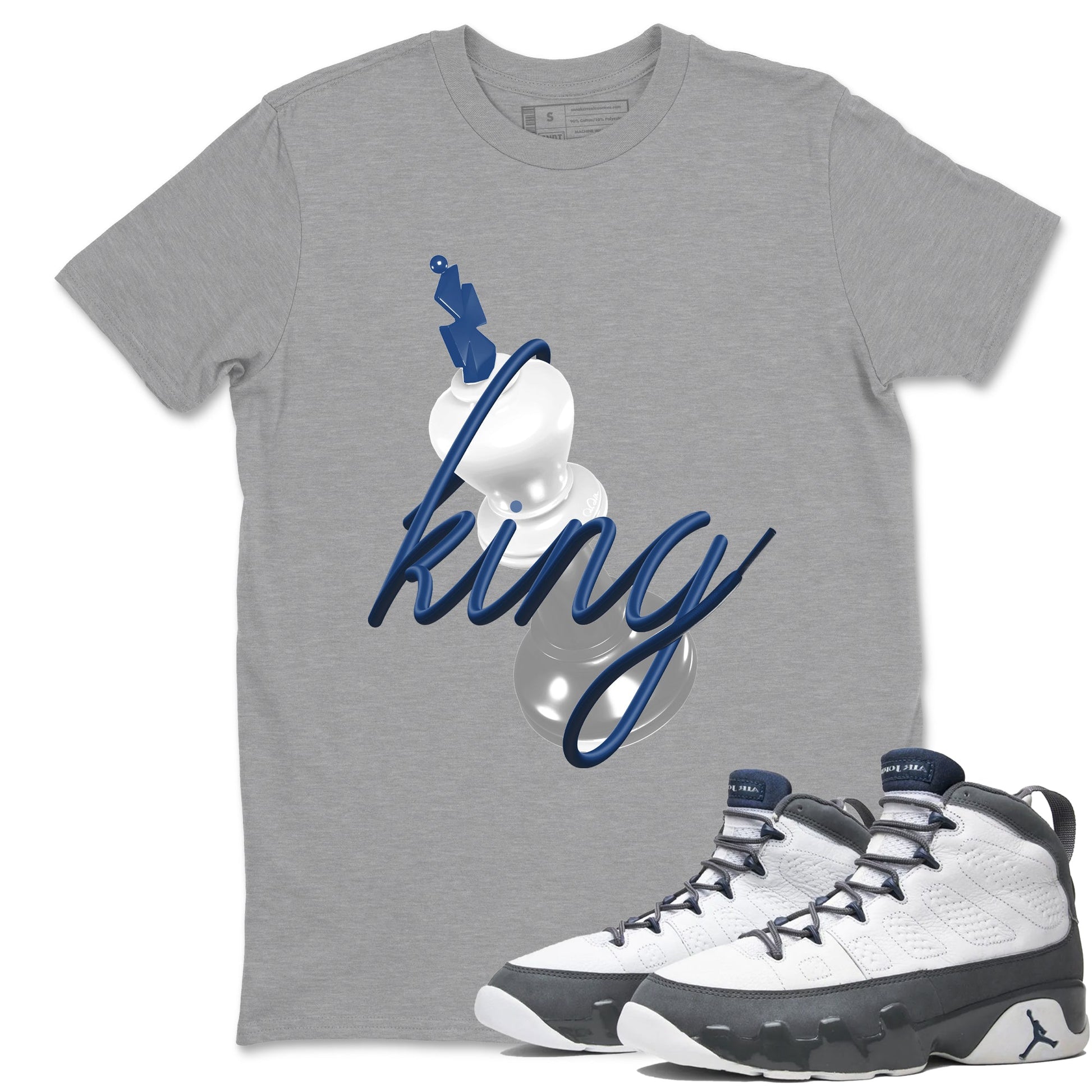 Sneaker match tees – Sneaker Tees To Match Air Jordan 9 Flint Grey Shoes – 3D King Tee Heather Grey 1