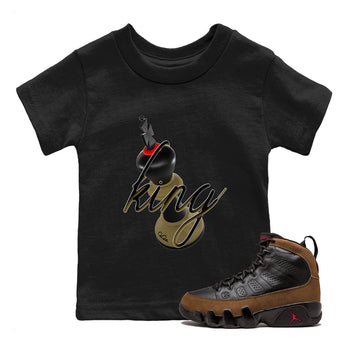 9s Olive shirts to match jordans 3D King sneaker match tees Air Jordan 9 Olive match shoes to clothes SNRT Sneaker Tees Youth Baby Black 1 tee