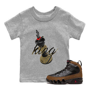 9s Olive shirts to match jordans 3D King sneaker match tees Air Jordan 9 Olive match shoes to clothes SNRT Sneaker Tees Youth Baby Heather Grey 1 tee