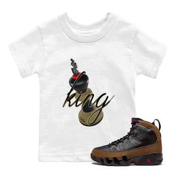 9s Olive shirts to match jordans 3D King sneaker match tees Air Jordan 9 Olive match shoes to clothes SNRT Sneaker Tees Youth Baby White 1 tee