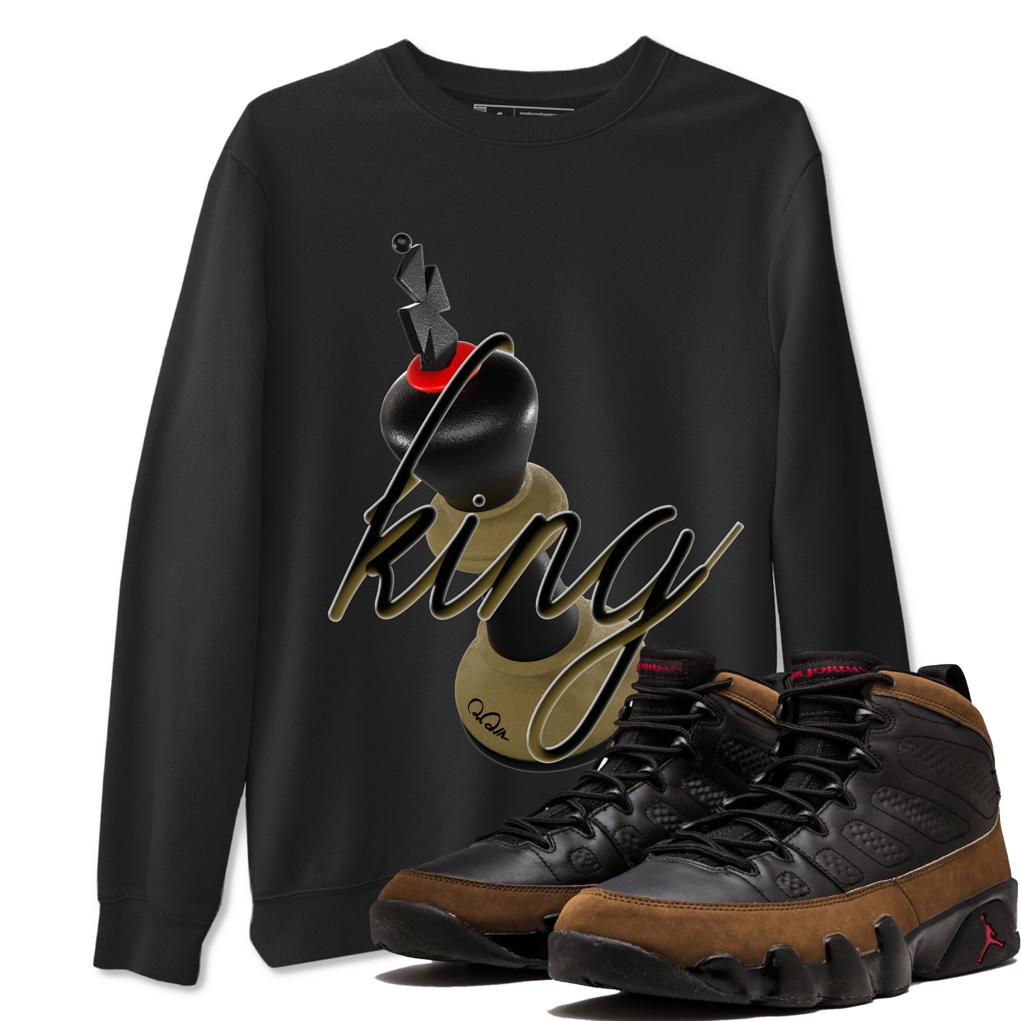 9s Olive shirts to match jordans 3D King sneaker match tees Air Jordan 9 Olive match shoes to clothes SNRT Sneaker Tees unisex cotton Black 1 shirts