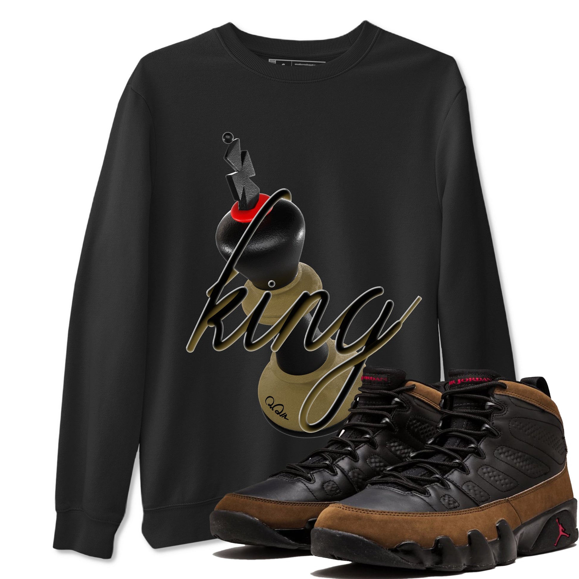 9s Olive shirts to match jordans 3D King sneaker match tees Air Jordan 9 Olive match shoes to clothes SNRT Sneaker Tees unisex cotton Black 1 shirts