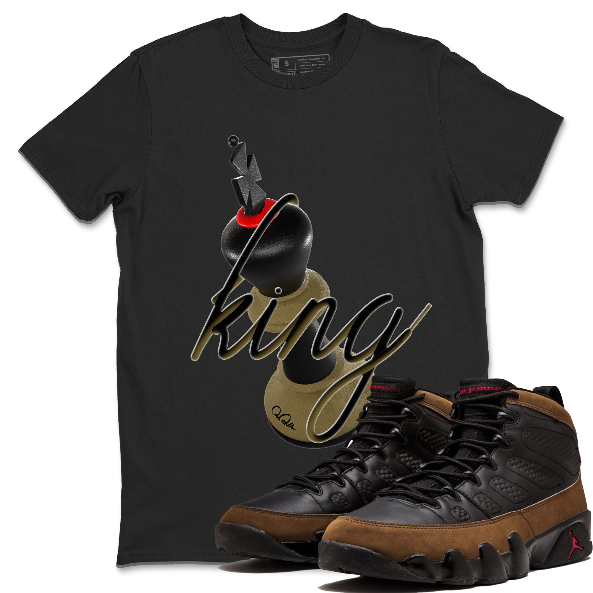9s Olive shirts to match jordans 3D King sneaker match tees Air Jordan 9 Olive match shoes to clothes SNRT Sneaker Tees unisex cotton Black 1 shirts