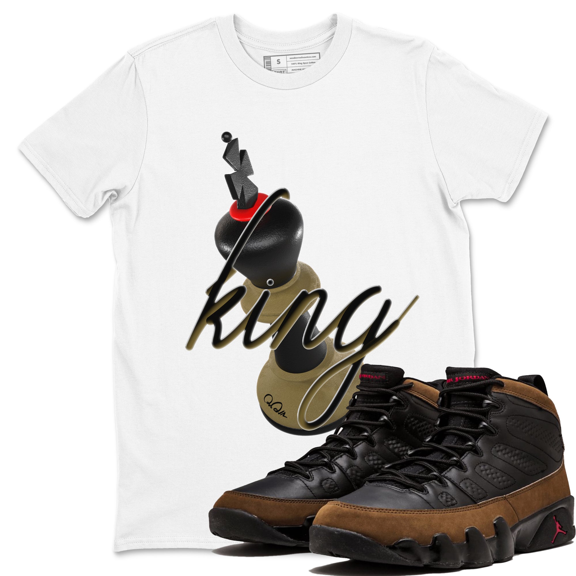 9s Olive shirts to match jordans 3D King sneaker match tees Air Jordan 9 Olive match shoes to clothes SNRT Sneaker Tees unisex cotton White 1 shirts