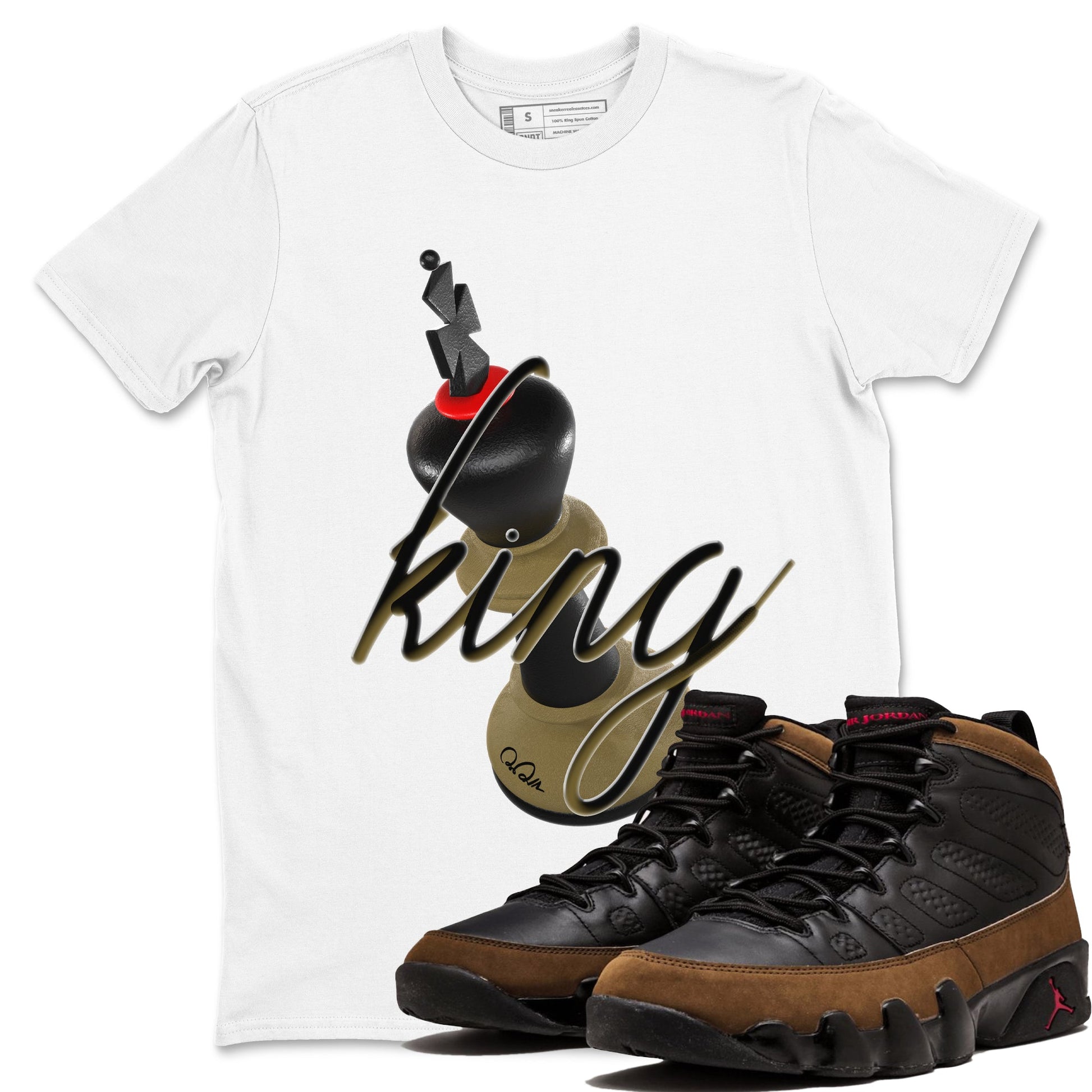 9s Olive shirts to match jordans 3D King sneaker match tees Air Jordan 9 Olive match shoes to clothes SNRT Sneaker Tees unisex cotton White 1 shirts