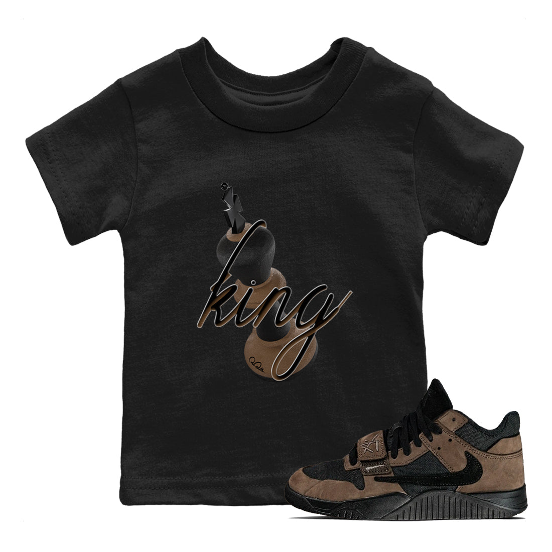Jordan Jumpman Jack TR Travis Scott Dark Mocha shirts to match jordans 3D King sneaker match tees Jordan Jumpman Jack Travis Scott Dark Mocha match shoes to clothes SNRT Sneaker Tees Youth Baby Black 1 tee