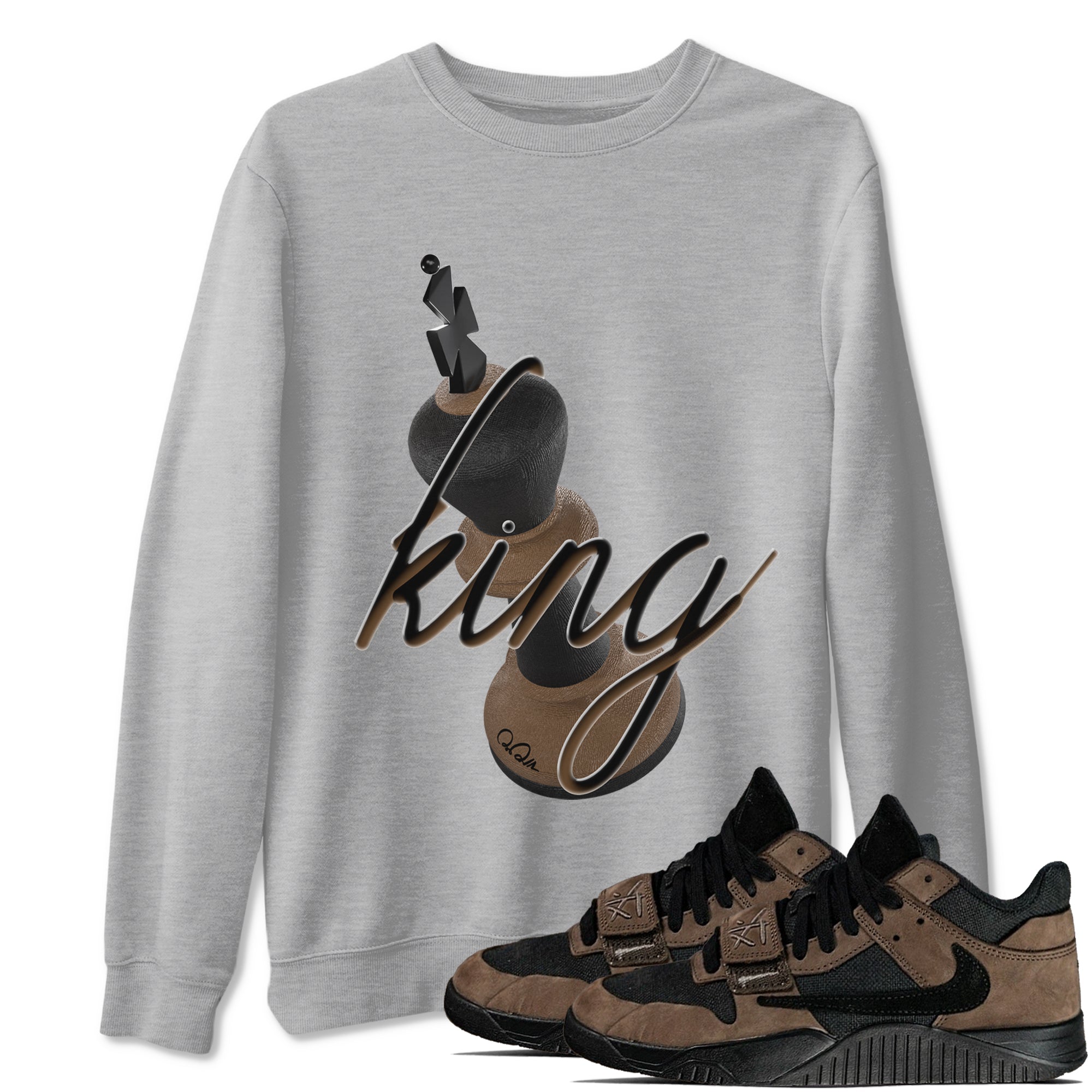 Jordan Jumpman Jack TR Travis Scott Dark Mocha shirts to match jordans 3D King sneaker match tees Jordan Jumpman Jack Travis Scott Dark Mocha match shoes to clothes SNRT Sneaker Tees unisex cotton Heather Grey 1 shirts