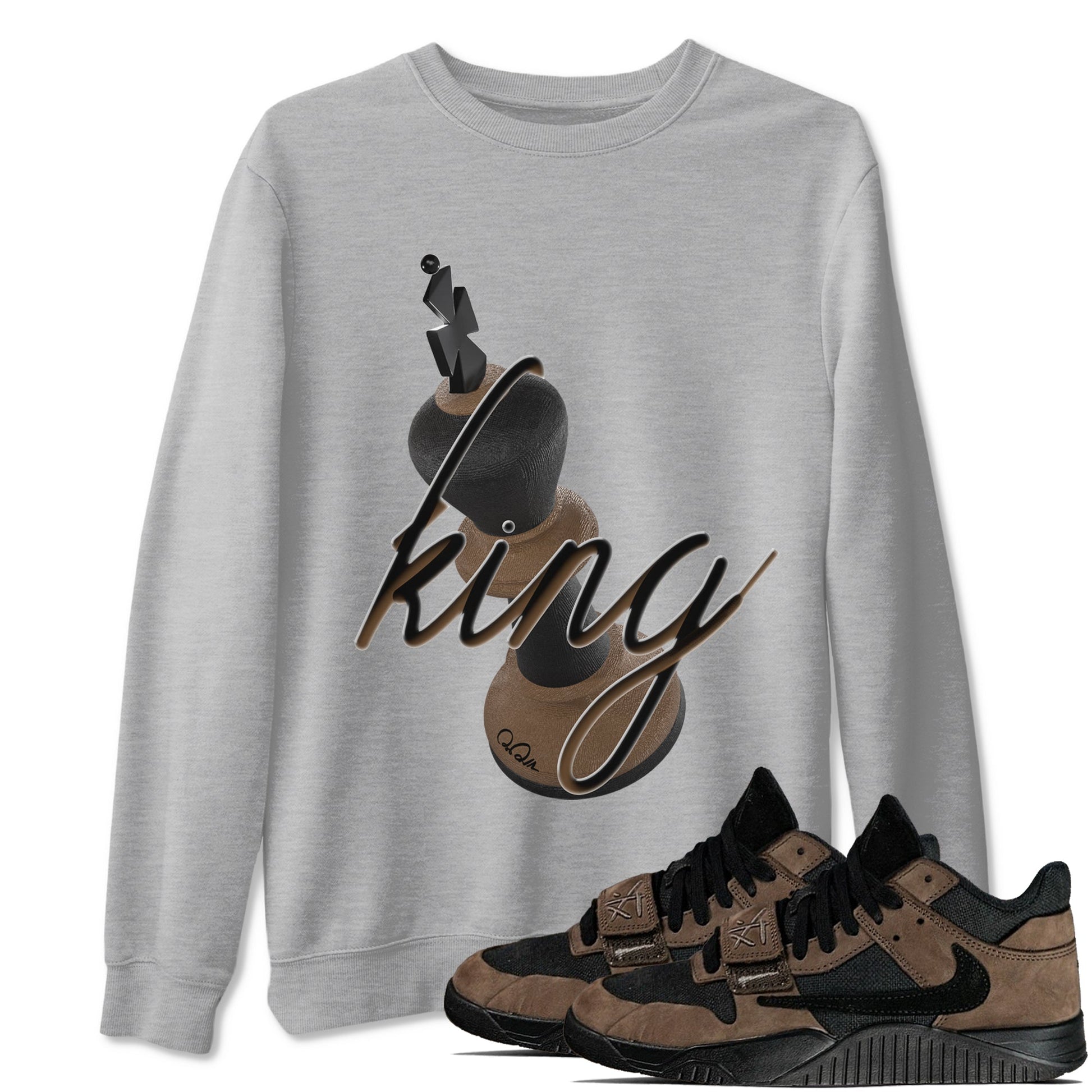 Jordan Jumpman Jack TR Travis Scott Dark Mocha shirts to match jordans 3D King sneaker match tees Jordan Jumpman Jack Travis Scott Dark Mocha match shoes to clothes SNRT Sneaker Tees unisex cotton Heather Grey 1 shirts
