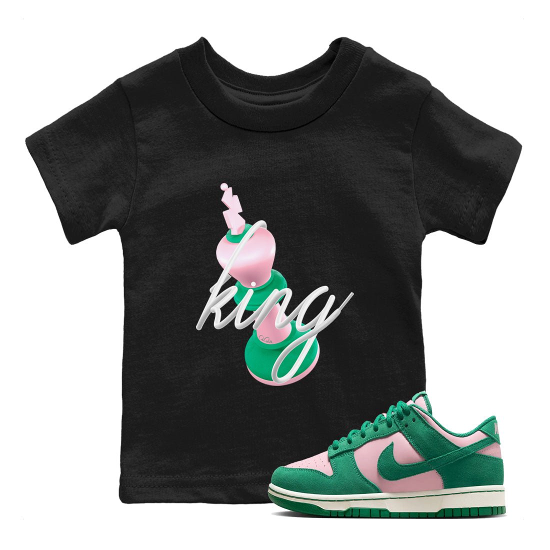 Dunk Low Medium Soft Pink Malachite shirt to match jordans 3D King sneaker tees Dunk Retro SE Medium Soft Pink Malachite SNRT sneaker release tees baby toddler Black 1 cotton Shirt
