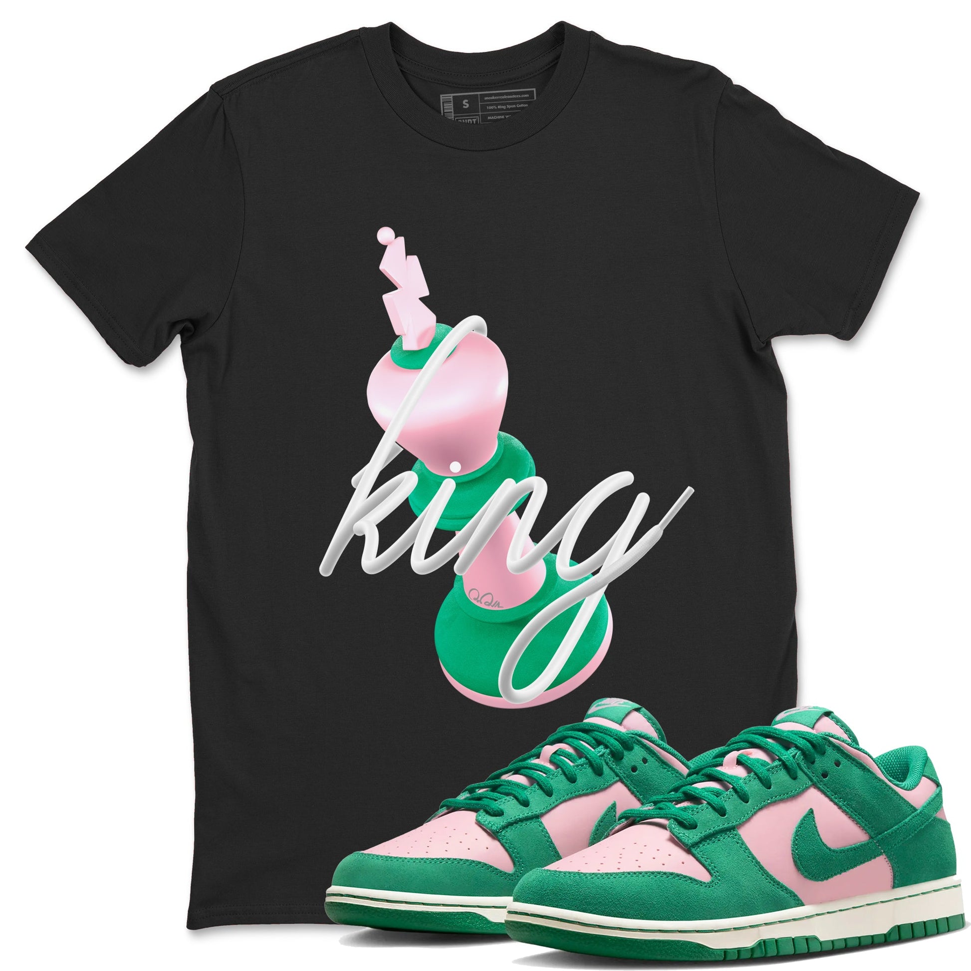 Dunk Low Medium Soft Pink Malachite shirt to match jordans 3D King sneaker tees Dunk Retro SE Medium Soft Pink Malachite SNRT Sneaker Release Tees unisex cotton Black 1 crew neck shirt