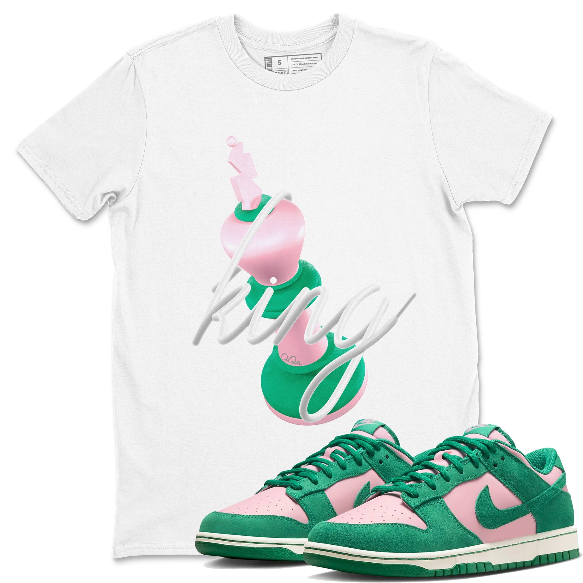 Dunk Low Medium Soft Pink Malachite shirt to match jordans 3D King sneaker tees Dunk Retro SE Medium Soft Pink Malachite SNRT Sneaker Release Tees unisex cotton White 1 crew neck shirt