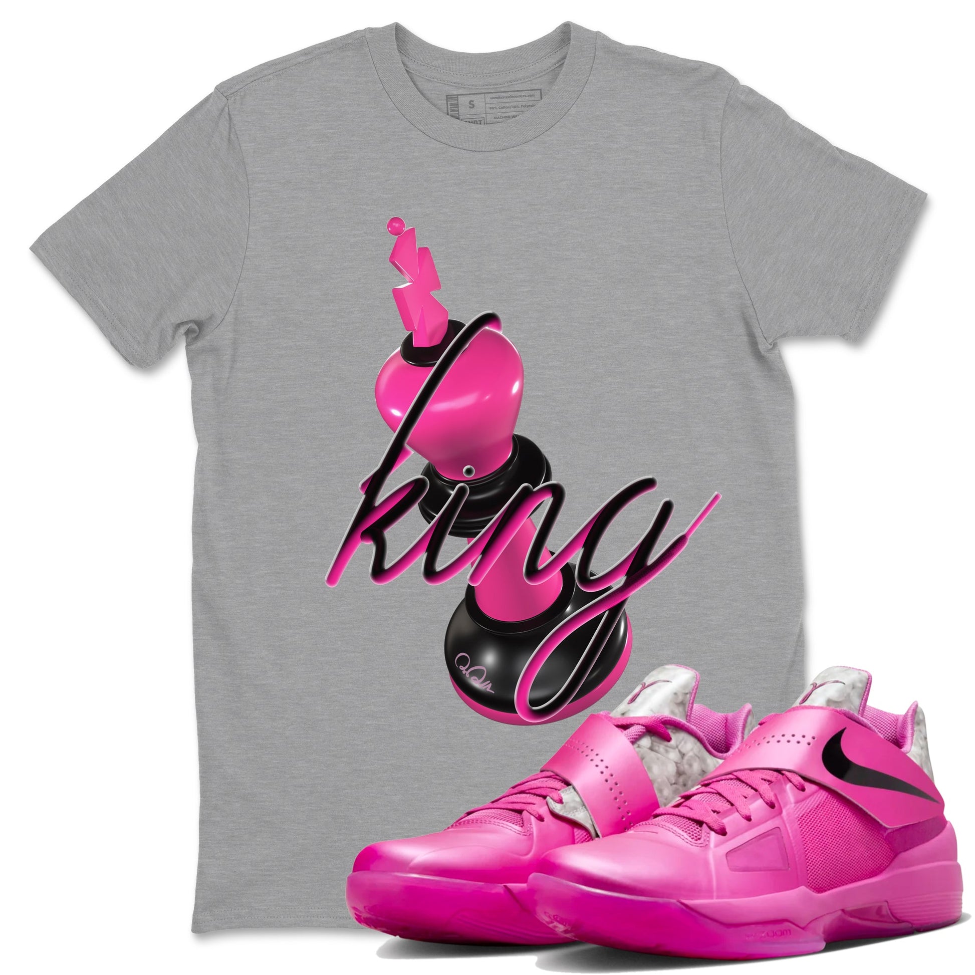 KD 4 Aunt Pearl shirts to match jordans 3D King graphic tees KD 4 Aunt Pearl t shirts to match sneakers SNRT Sneaker Tees unisex cotton Heather Grey 1 shirts