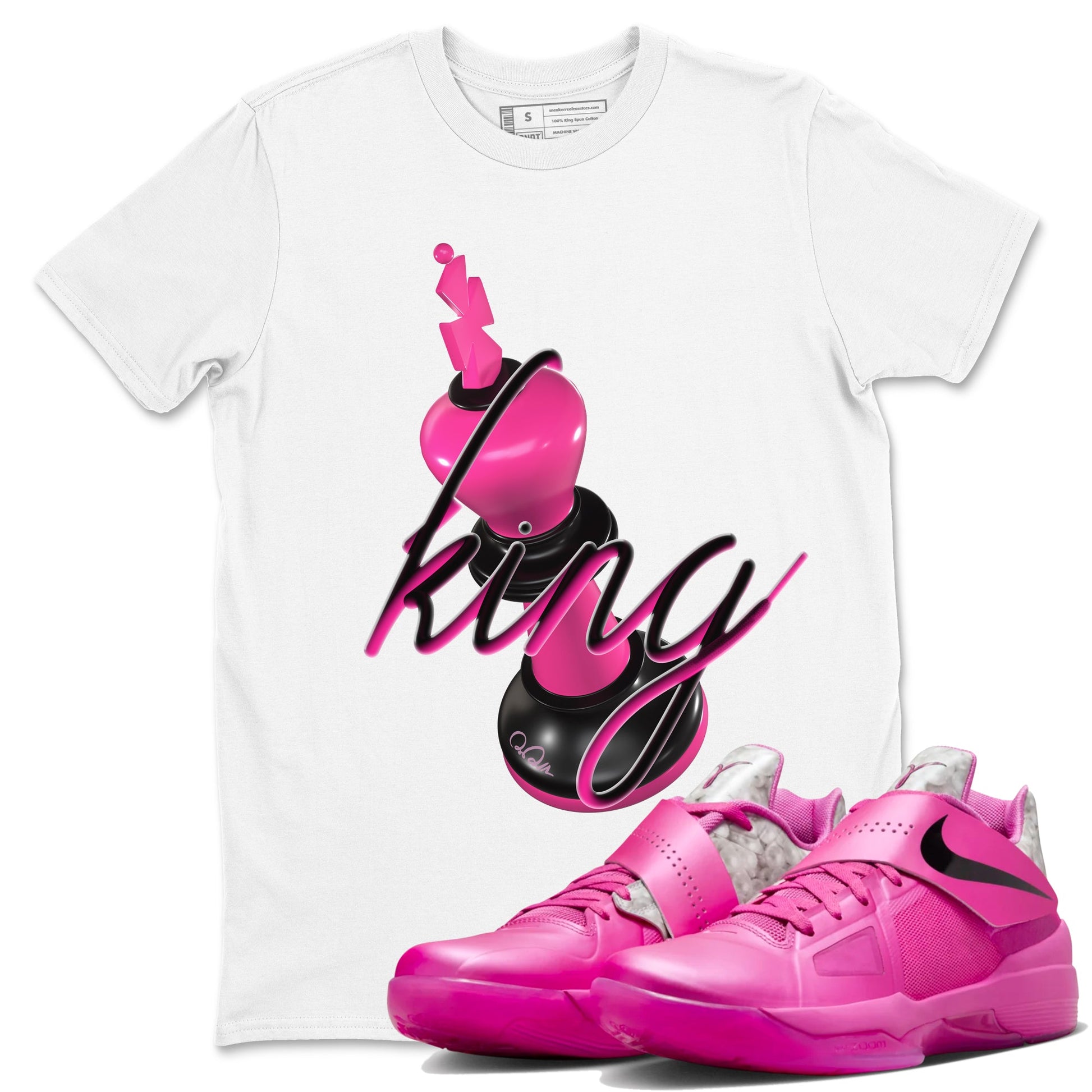KD 4 Aunt Pearl shirts to match jordans 3D King graphic tees KD 4 Aunt Pearl t shirts to match sneakers SNRT Sneaker Tees unisex cotton White 1 shirts