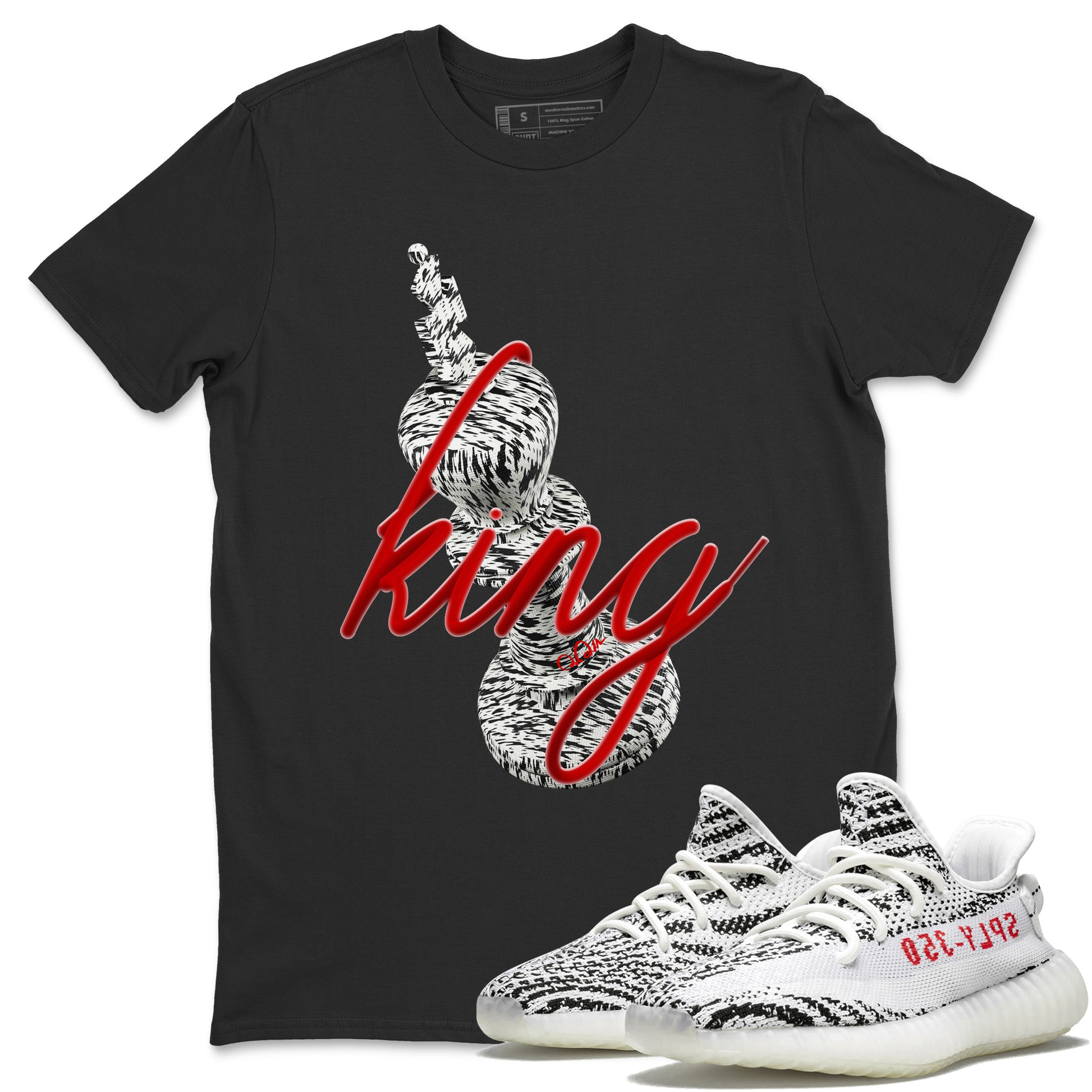 Yeezy 350 Zebra Sneaker Match Tees 3D King Sneaker Tees Yeezy Boost 350 V2 Zebra Sneaker Release Tees Unisex Shirts Black 1