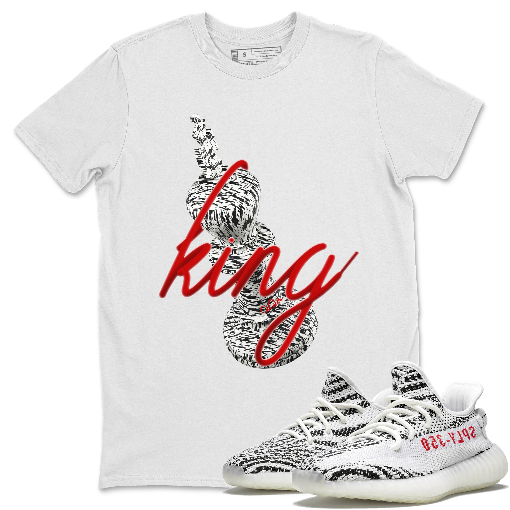 Yeezy 350 Zebra Sneaker Match Tees 3D King Sneaker Tees Yeezy Boost 350 V2 Zebra Sneaker Release Tees Unisex Shirts White 1