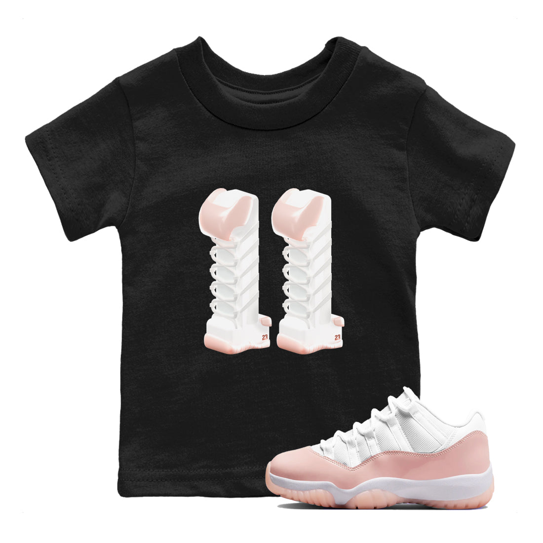 11s Legend Pink shirts to match jordans 3D Number 11 sneaker match tees Air Jordan 11 Legend Pink SNRT Sneaker Tees streetwear brand Baby and Youth Black 1 cotton tee