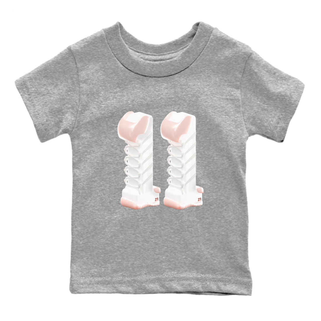 11s Legend Pink shirts to match jordans 3D Number 11 sneaker match tees Air Jordan 11 Legend Pink SNRT Sneaker Tees streetwear brand Baby and Youth Heather Grey 2 cotton tee