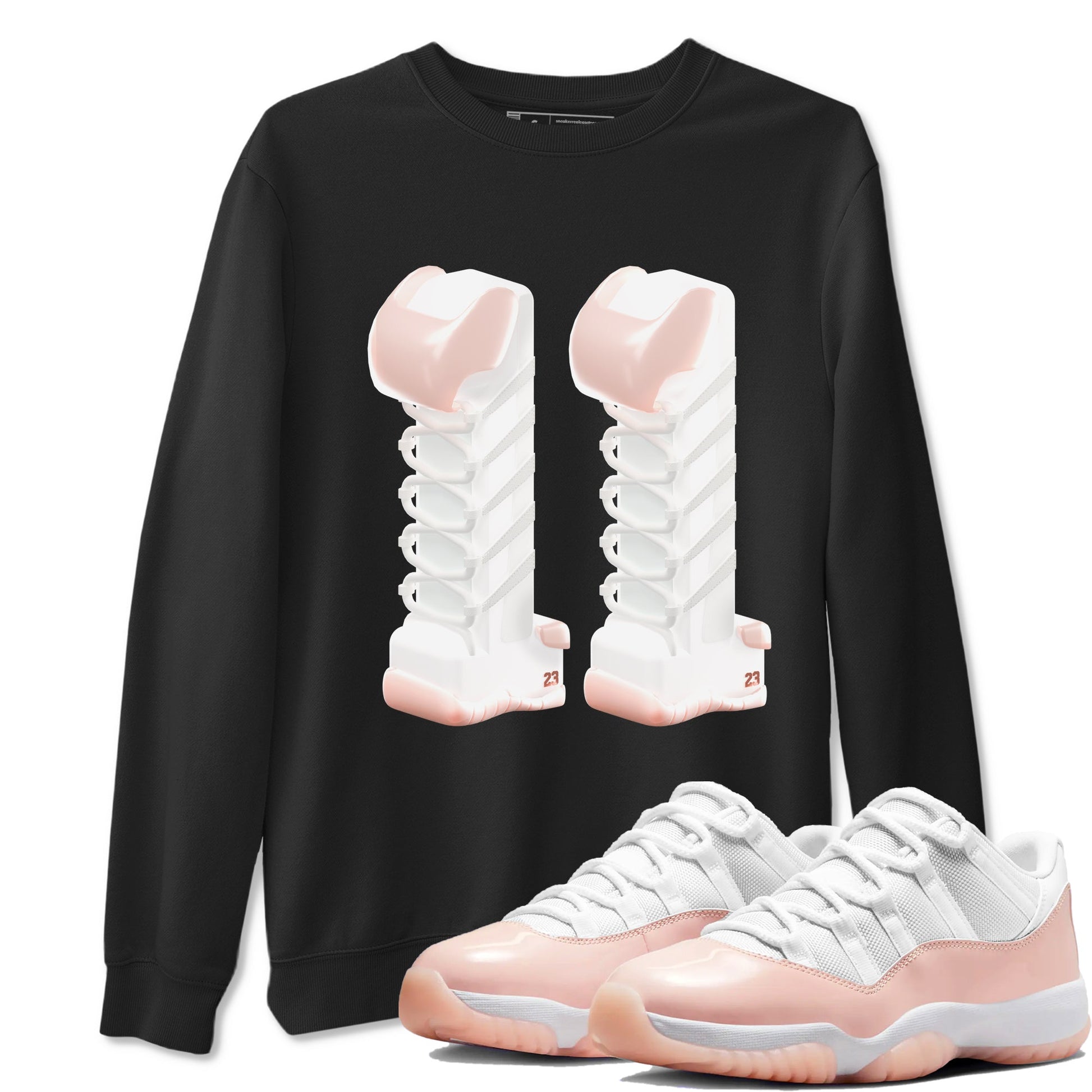 11s Legend Pink shirts to match jordans 3D Number 11 sneaker match tees Air Jordan 11 Legend Pink SNRT Sneaker Tees streetwear brand Black 1 unisex cotton tee