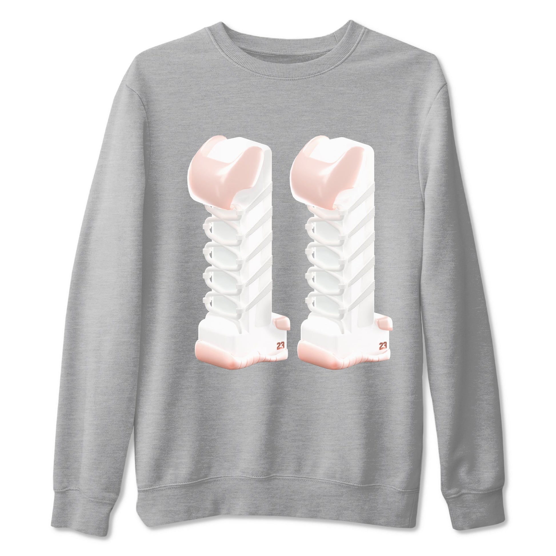 11s Legend Pink shirts to match jordans 3D Number 11 sneaker match tees Air Jordan 11 Legend Pink SNRT Sneaker Tees streetwear brand Heather Grey 2 unisex cotton tee