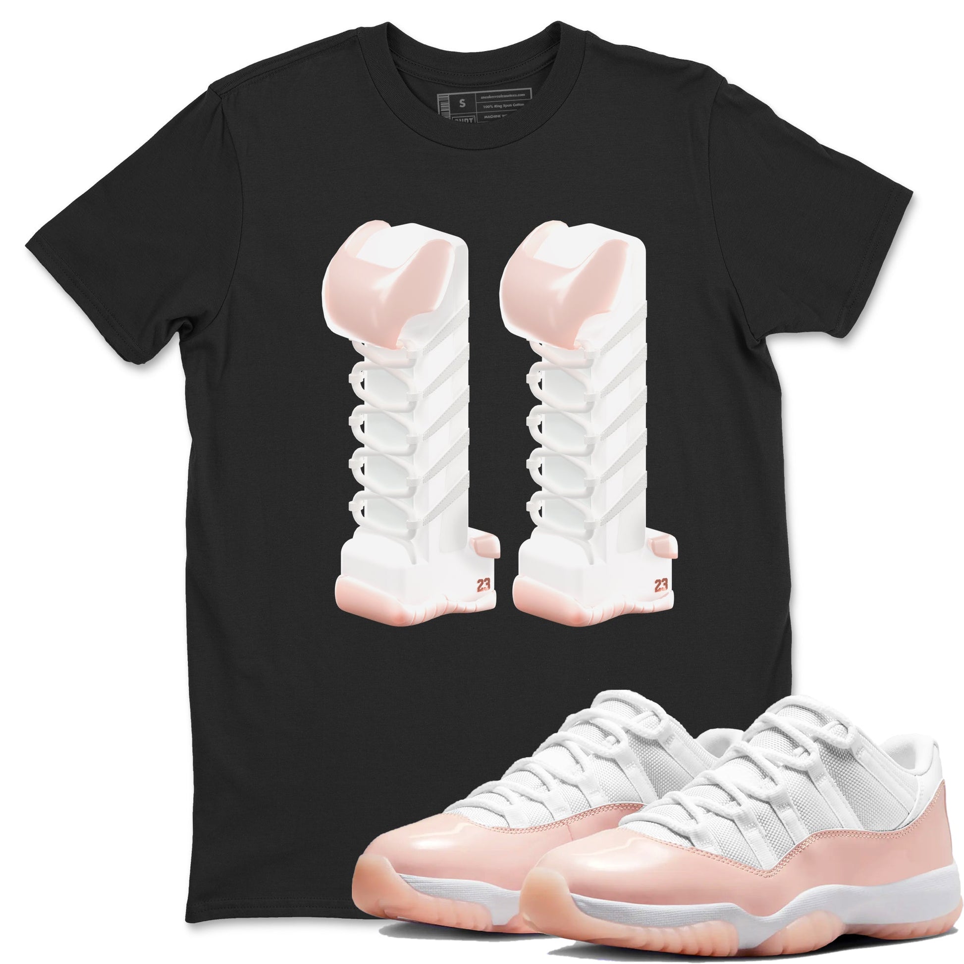 11s Legend Pink shirts to match jordans 3D Number 11 sneaker match tees Air Jordan 11 Legend Pink SNRT Sneaker Tees streetwear brand Black 1 unisex cotton tee