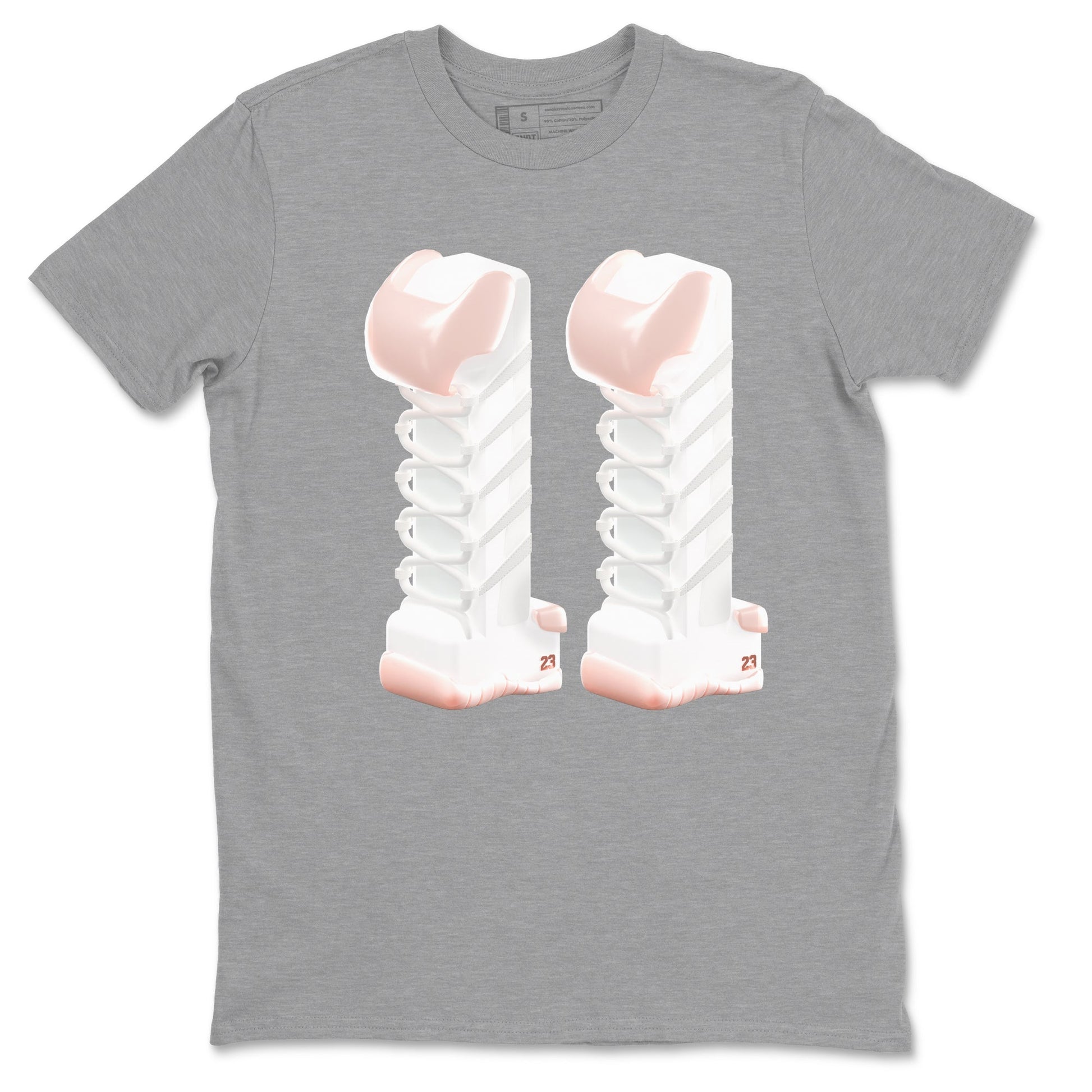 11s Legend Pink shirts to match jordans 3D Number 11 sneaker match tees Air Jordan 11 Legend Pink SNRT Sneaker Tees streetwear brand Heather Grey 2 unisex cotton tee
