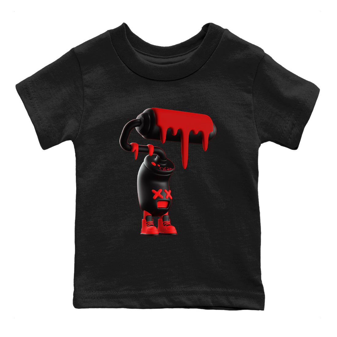 Sneaker match tees – Sneaker Tees To Match Air Foamposite Cough Drop Shoes – 3D Paint Roller Kids T-Shirt Black 2