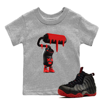 Sneaker match tees – Sneaker Tees To Match Air Foamposite Cough Drop Shoes – 3D Paint Roller Kids T-Shirt Heather Grey 1