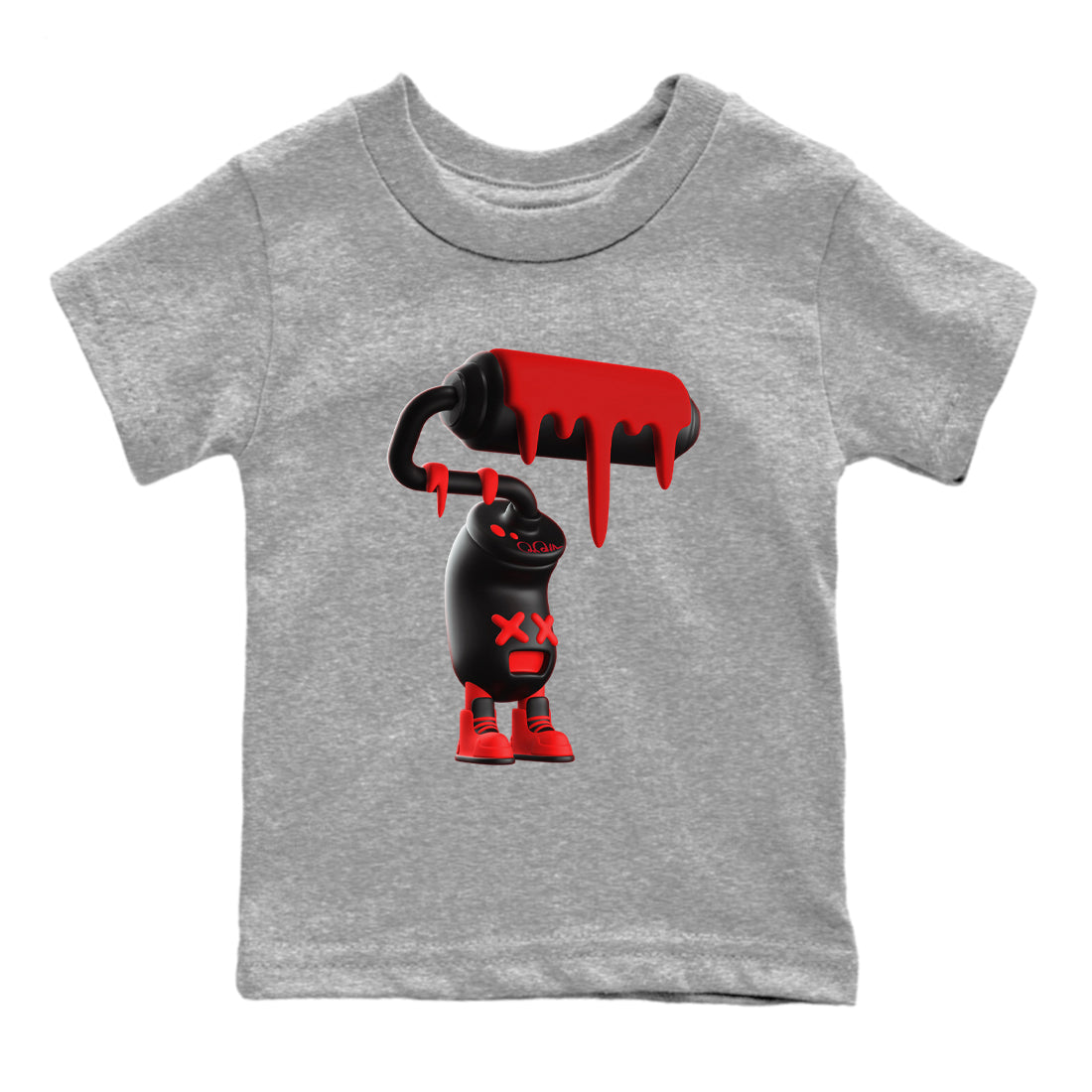 Sneaker match tees – Sneaker Tees To Match Air Foamposite Cough Drop Shoes – 3D Paint Roller Kids T-Shirt Heather Grey 2