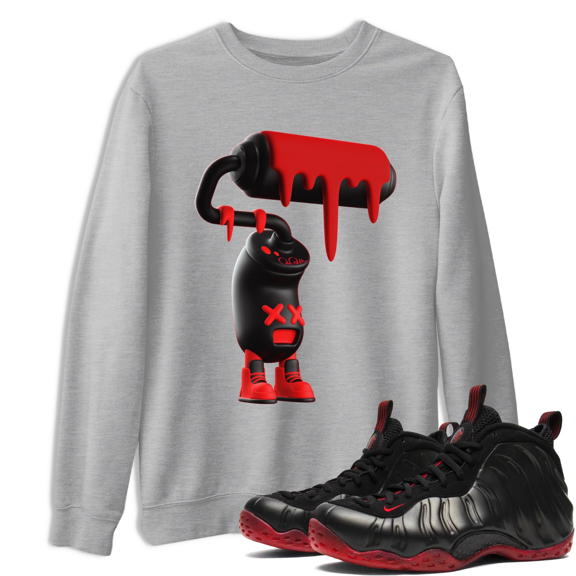 Sneaker match tees – Sneaker Tees To Match Air Foamposite Cough Drop Shoes – 3D Paint Roller Tee Heather Grey 1