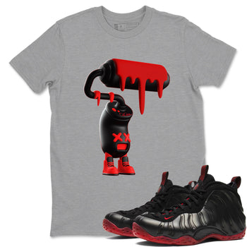 Sneaker match tees – Sneaker Tees To Match Air Foamposite Cough Drop Shoes – 3D Paint Roller Tee Heather Grey 1