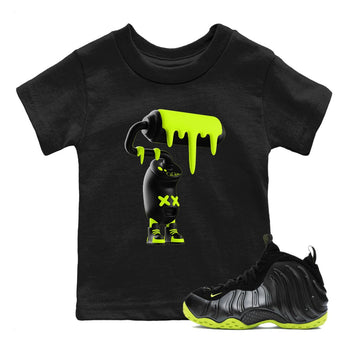 Foams One Black Volt shirts to match jordans 3D Paint Roller sneaker match tees Air Foamposite One Black and Volt match shoes to clothes SNRT Sneaker Tees Youth Baby Black 1 tee