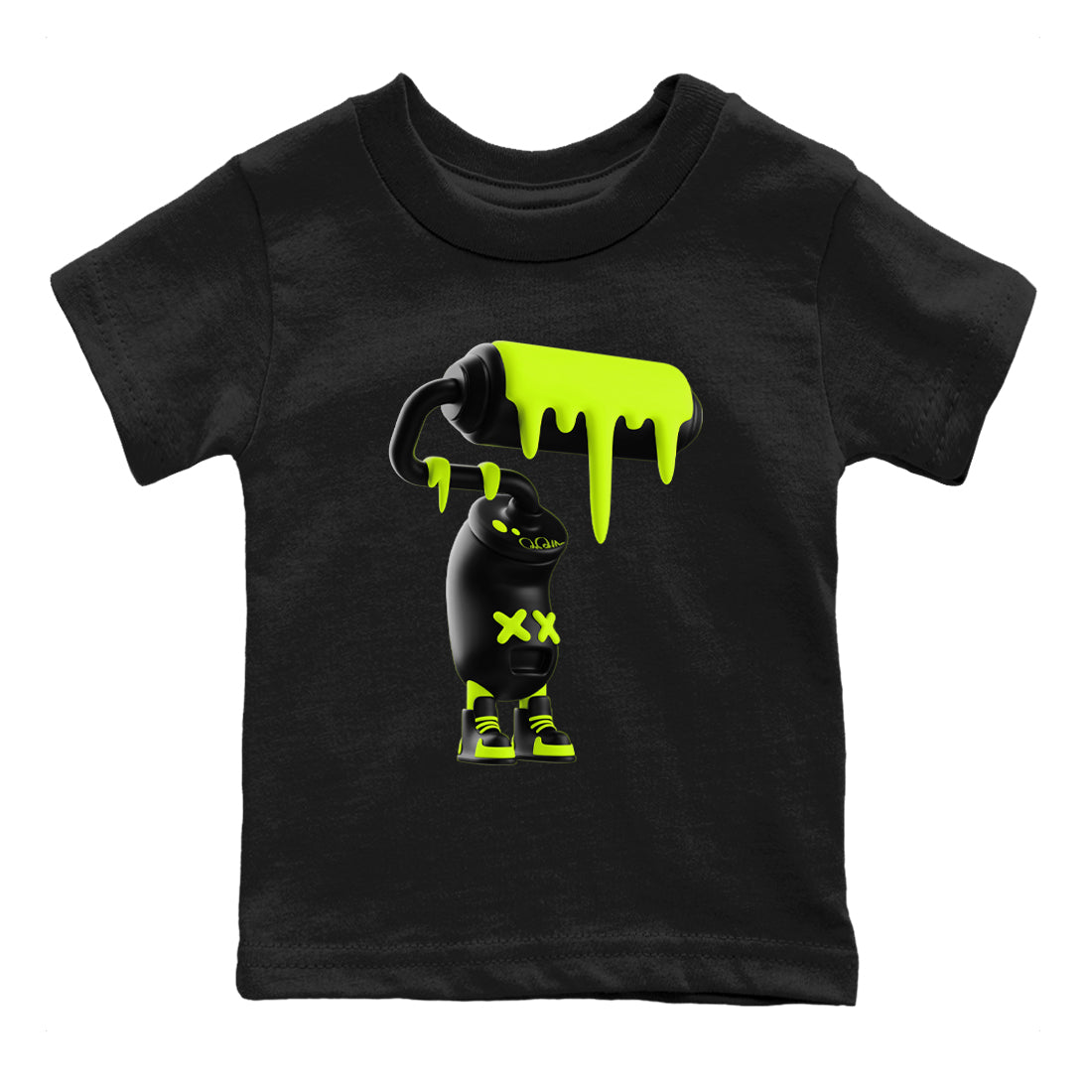 Foams One Black Volt shirts to match jordans 3D Paint Roller sneaker match tees Air Foamposite One Black and Volt match shoes to clothes SNRT Sneaker Tees Youth Baby Black 2 tee