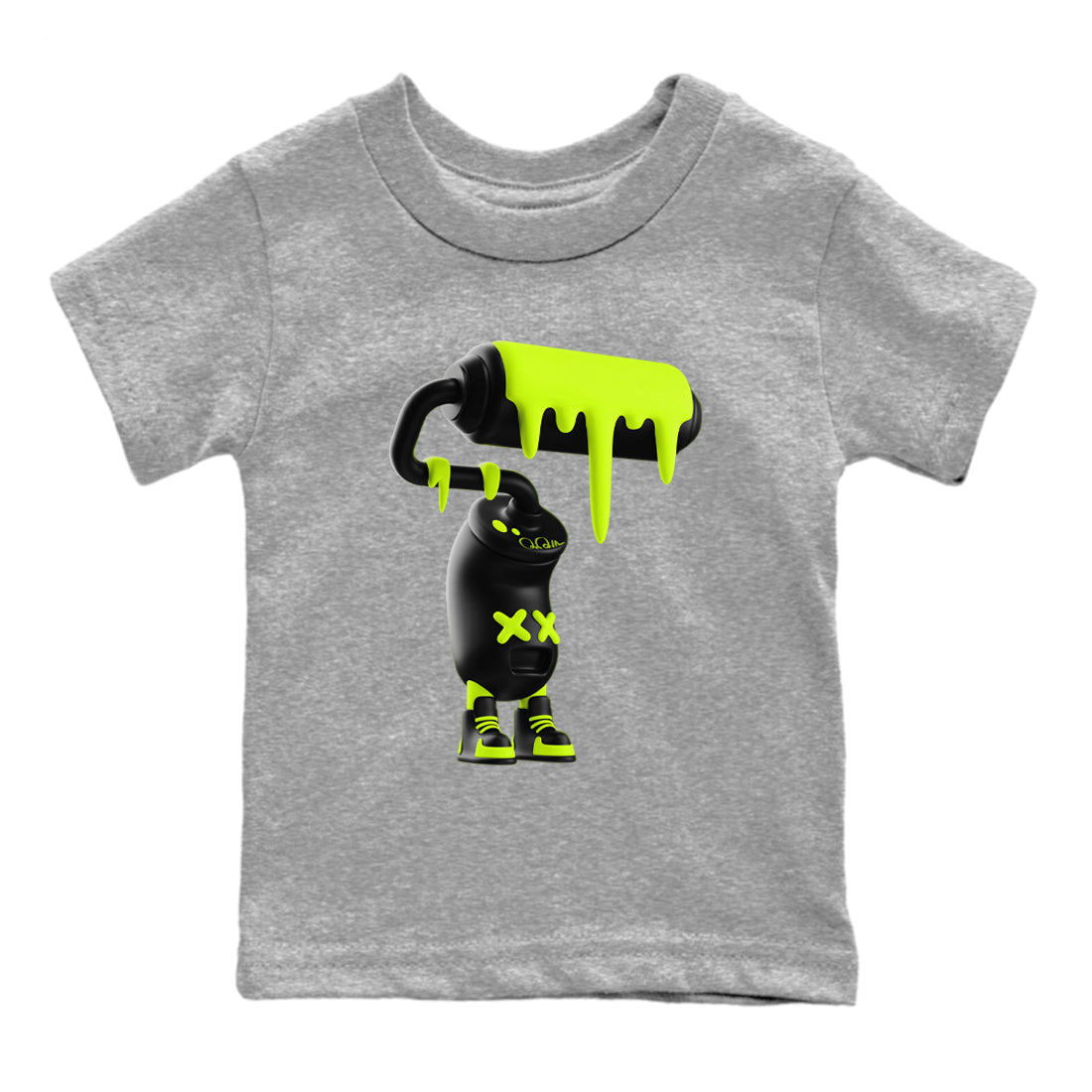 Foams One Black Volt shirts to match jordans 3D Paint Roller sneaker match tees Air Foamposite One Black and Volt match shoes to clothes SNRT Sneaker Tees Youth Baby Heather Grey 2 tee