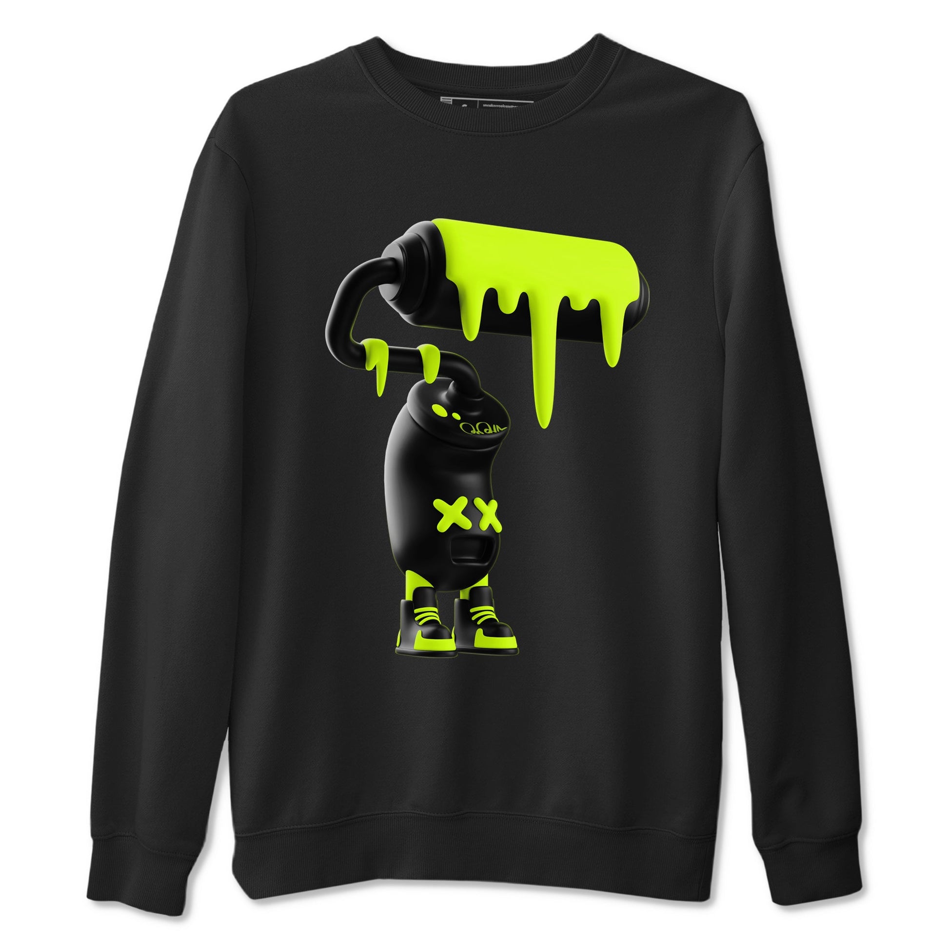 Foams One Black Volt shirts to match jordans 3D Paint Roller sneaker match tees Air Foamposite One Black and Volt match shoes to clothes SNRT Sneaker Tees unisex cotton Black 2 shirts